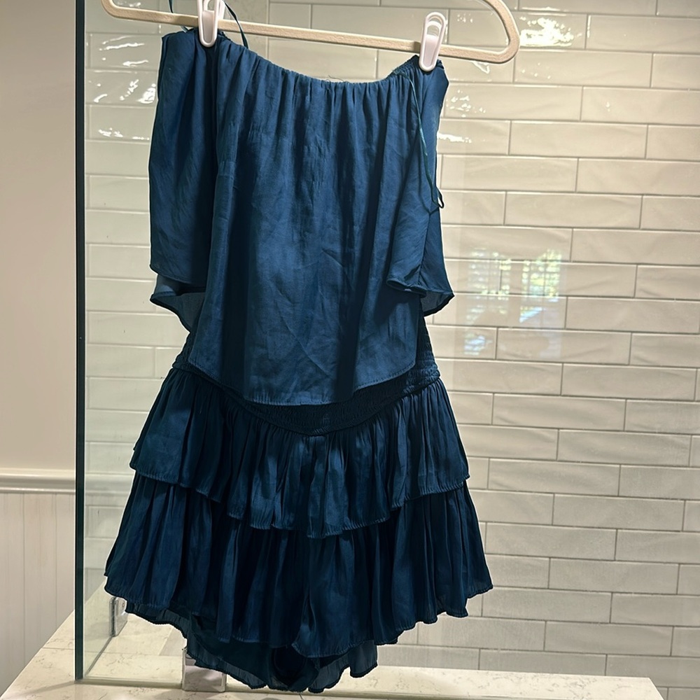 Blue satin romper